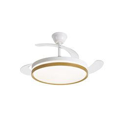 Ventilador de techo con aspas retráctiles blanco/madera