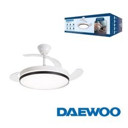 Ventilador de techo con aspas retráctiles blanco/negro