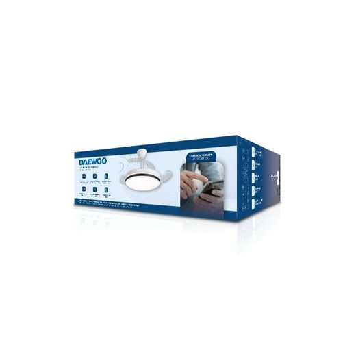 Ventilador de techo con aspas retráctiles blanco/negro
