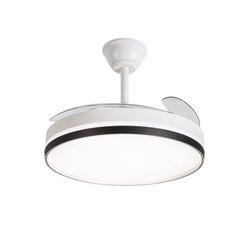 Ventilador de techo con aspas retráctiles blanco/negro