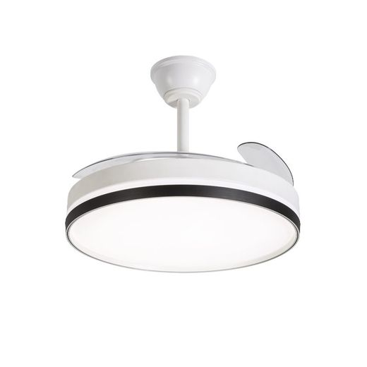 Ventilador de techo con aspas retráctiles blanco/negro