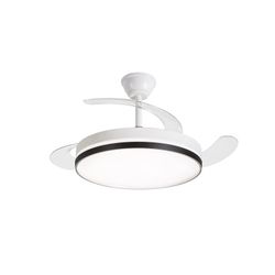Ventilador de techo con aspas retráctiles blanco/negro