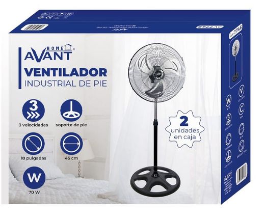 Ventilateur Industriel Avant 18" - 70W - 45Cm 2 Unités en Caixa - Grade Preta