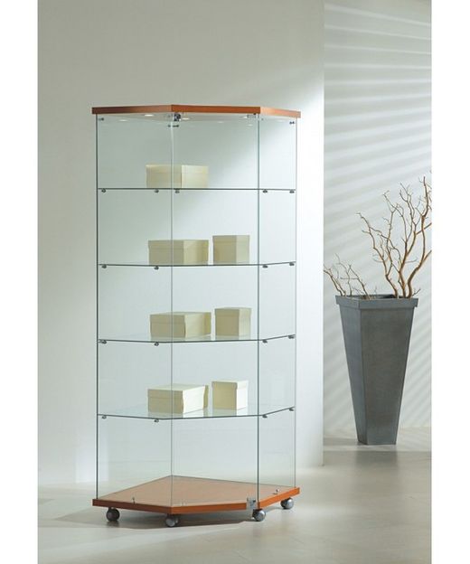Vitrine 181 x 68 x 68 cm. Angular, 4 prateleiras, com luz