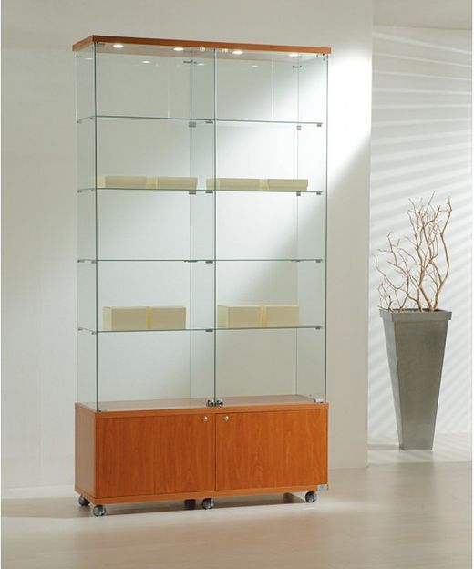 Vitrine 220 x 117 x 40 cm. 2 módulos, buck, 8 prateleiras, luz