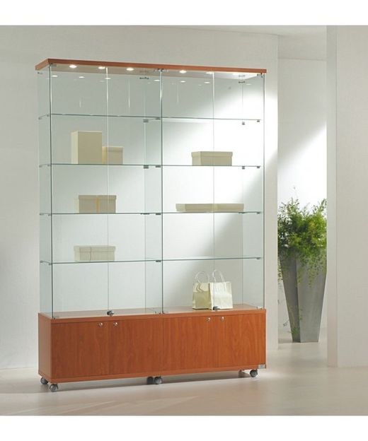 Vitrine 220 x 157 x 40 cm. 2 módulos, buck, 8 prateleiras, luz