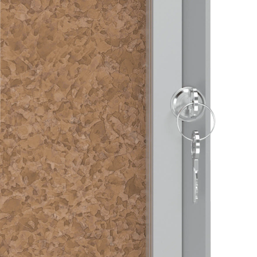 Vitrine interne Nobo. Porte batterie et surface sur le patio. Trois tailles