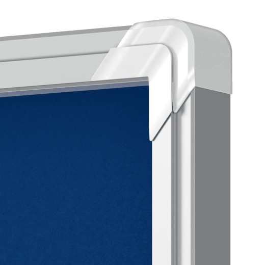 Vitrina de interior Nobo. Puerta batiente y superficie de tela azul o gris. Varios tamaños