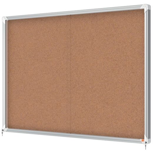 Vitrine interna Nobo. Porta de correr e superfície em cortiça. Dois tamanhos