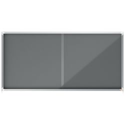 Vitrine interne Nobo. Porte courante et surface en tissu bleu. Deux tailles