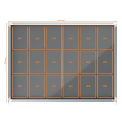 Vitrine interne Nobo. Porte courante et surface en tissu bleu. Deux tailles