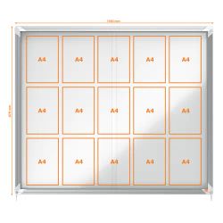 Vitrine interne Nobo. Support coulissant et surface magnétique. Quatre tailles