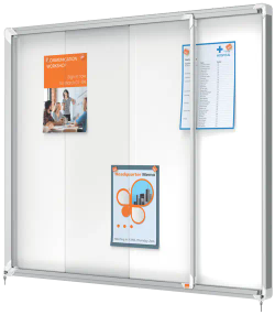 Vitrine interne Nobo. Support coulissant et surface magnétique. Quatre tailles